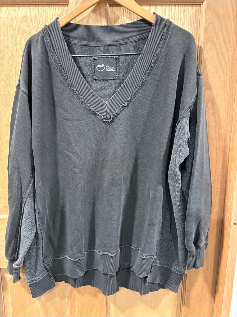 aerie Women's V-Neck Pullover Sweater - Charcoal Gray